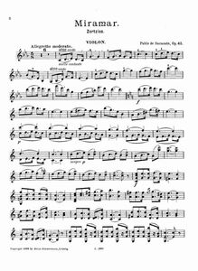Partition Solo partition de violon, Zortzico Miramar, Op.42, Sarasate, Pablo de