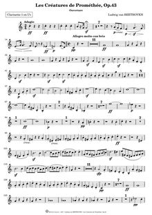 Partition clarinette 1, 2 (en C) Alternate parties en B?, Die Geschöpfe des Prometheus Op.43
