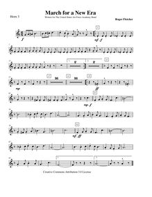 Partition cor 3 (F), March pour a New Era, F major, Fletcher, Roger