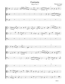 Partition Fantasia VdGS No. 3 - partition complète, fantaisies pour 3 violes de gambe par Thomas Lupo