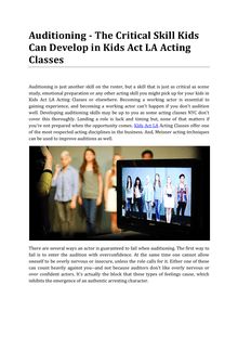 Auditioning - The Critical Skill Kids Can Develop in Kids Act LA Acting Classes