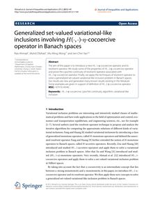 Generalized set-valued variational-like inclusions involving H ( ⋅ , ⋅ )-η-cocoercive operator in Banach spaces