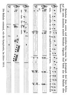 Partition 5-bar fragment found on pour manuscript of pour 2nd Symphony (D.125), Der Taucher (2nd version), D.111