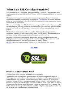 What is an SSL Certificate used for?