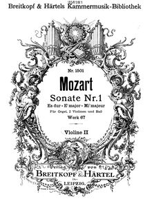 Partition violons II, église Sonata No.1, Sonate für zwei Violinen und Orgel oder Bass - Epistelsonate No 1