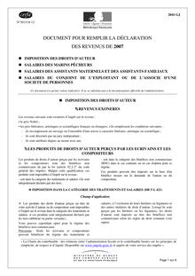 DOCUMENT POUR REMPLIR LA DÉCLARATION DES REVENUS DE 2007