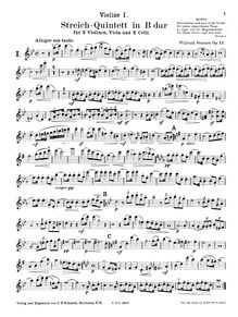 Partition violon 1, corde quintette, Sommer, Wilibald