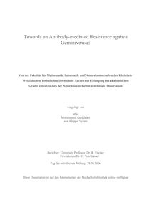 Towards an antibody mediated Resistance against Geminiviruses [Elektronische Ressource] / vorgelegt von Mohammed Adel Zakri