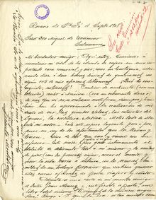 Carta de Vicente Medina a Miguel de Unamuno. Rosario de Santa Fe, 4 de septiembre de 1908