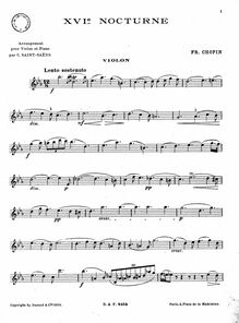 Partition de violon, nocturnes, Chopin, Frédéric