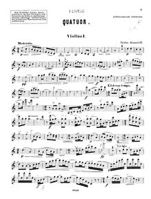 Partition violon 1, corde quatuor, A minor, Afanasyev, Nikolay