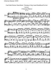 Partition complète, German Dances, D.972, Schubert, Franz