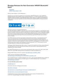 Bluegiga Releases the Next Generation iWRAP5 Bluetooth® Stack