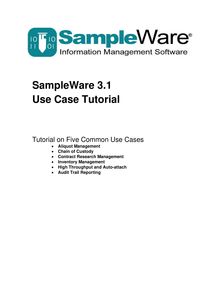 SampleWare 3.1 Use Case Tutorial