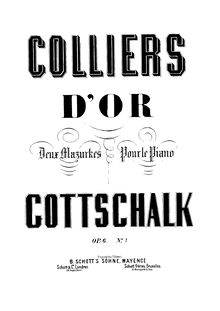 Partition complète, Colliers d ou, Op.6, Deux Mazurkas pour le Piano par Louis Moreau Gottschalk