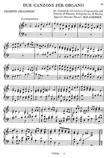 Partition complète, 2 Canzoni per Organo, Pellegrini, Vincenzo