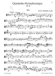 Partition viole de gambe, Quintette symphonique, B minor, Vermeire, Oscar