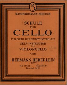 Partition couverture couleur, Self-Instructor pour violoncelle, Op.7