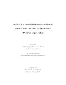 The neural mechanisms of persistent inhibition in the DNLL of the gerbil (Meriones unguiculatus) [Elektronische Ressource] / vorgelegt von Bernadette T. Saunier Rebori