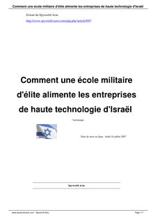 Comment une école militaire d élite alimente les entreprises de haute  technologie d Israël 