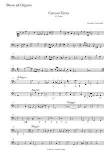 Partition Basso ad organo, Canzon Terza à 2 Canti, Frescobaldi, Girolamo