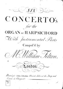 Partition violons 1 Ripieno, 6 Concerto s pour pour orgue ou clavecin avec Instrumental parties