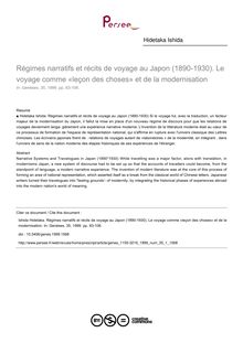 Régimes narratifs et récits de voyage au Japon (1890-1930). Le voyage comme «leçon des choses» et de la modernisation - article ; n°1 ; vol.35, pg 83-106