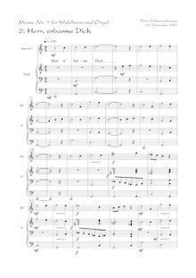Partition Herr, erbarme dich (Kyrie eleison) - score avec cor en C, Messe Nr. 1 für Waldhorn und Orgel
