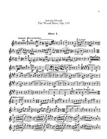 Partition hautbois 1, 2, anglais cor, pour Wild Dove, Holoubek (The Wood Dove)Die Waldtaube. Symphonisches Gedicht nach der gleichnamigen Ballade von K. Jaromir Erben für großes Orchester.