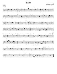 Partition viole de basse, Mass pour Three voix, Byrd, William