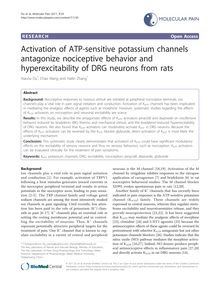 Activation of ATP-sensitive potassium channels antagonize nociceptive behavior and hyperexcitability of DRG neurons from rats