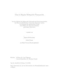 Close to regular multipartite tournaments [Elektronische Ressource] / vorgelegt von Stefan Winzen