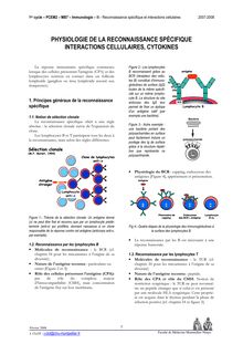 1er cycle PCEM2 MB7 Immunologie I6 Reconnaissance spécifique et interactions cellulaires