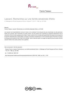 Laecanii. Recherches sur une famille sénatoriale d Istrie - article ; n°1 ; vol.94, pg 227-269