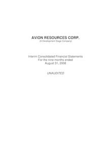 Q3 08 Financials  Notes Aug 31 2008-Audit Committee  changes accepted