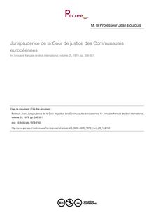 Jurisprudence de la Cour de justice des Communautés européennes - article ; n°1 ; vol.25, pg 356-381