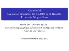 Chapitre VI   Evaluation empirique des modèles de la Nouvelle Economie Géographique