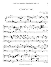 Partition X, Voluntary en E major, Twelve Voluntarys pour pour orgue ou clavecin