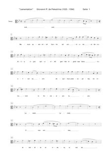 Partition ténor , partie [C3 clef], lamentation, Palestrina, Giovanni Pierluigi da