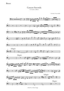 Partition Basso, Canzon Seconda à , Canto e Basso, Frescobaldi, Girolamo