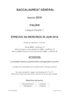 Les sujets 2018 de langue vivante en Italien pour les filières générales