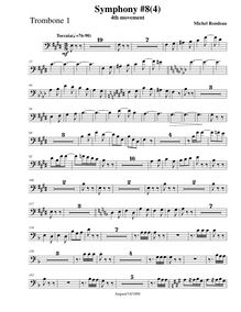 Partition Trombone 1, Symphony No.8, E major, Rondeau, Michel par Michel Rondeau