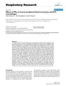 Effects of PM10in human peripheral blood monocytes and J774 macrophages