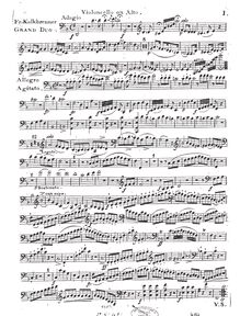 Partition violoncelle ou viole de gambe, Grand Duo pour flûte ou violoncelle ou viole de gambe et Piano