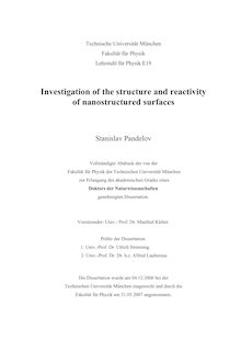 Investigation of the structure and reactivity of nanostructured surfaces [Elektronische Ressource] / Stanislav Pandelov