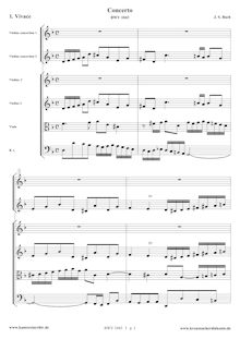 Partition complète, Concerto pour 2 violons, Double Concerto, D minor