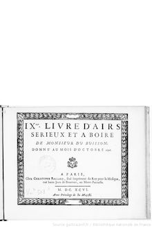 Partition Livre 9 (October 1696), Airs sérieux et à boire, Du Buisson