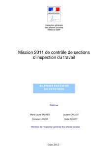 Mission 2011 de contrôle de sections d inspection du travail