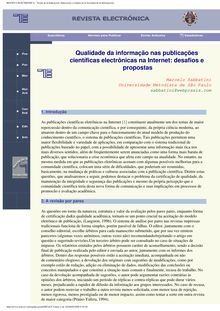 Qualidade da informação nas publicações científicas electrônicas na Internet: desafios e propostas
