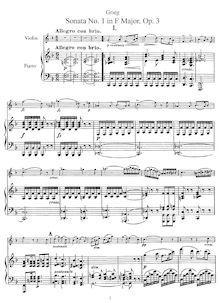 Partition violon et partition de piano, violon Sonata No.1, Op.8